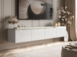 TV-Schrank zum Hängen im Glamour-Stil mit LED-Beleuchtung Celle Weiß Hochglanz