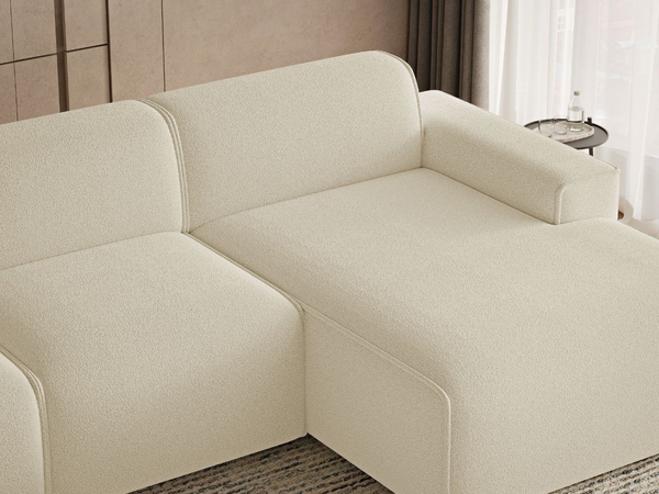 Ecksofa L-Form Rechts Lavia Bouclé-Stoff Hellbeige