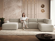 Wohnlandschaft Rechts Belluno Bouclé-Stoff Beige