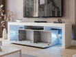 TV-Lowboard mit Türen und Aufsatz 150 cm Nodoo Weiß Hochglanz 