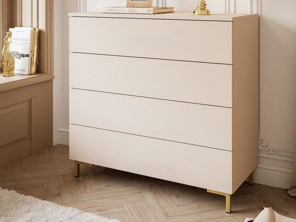 Kommode mit Schubladen und LED-Beleuchtung auf Goldenen Beinen Nuveo Kaschmir