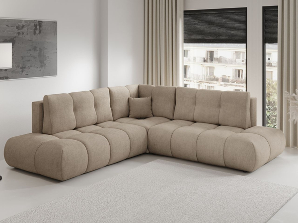 Ecksofa mit Schlaffunktion und Bettkasten Links Kair Hellbraun