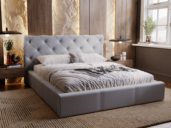 Polsterbett mit Bettkasten und Lattenrost 140x200 Milano Grau