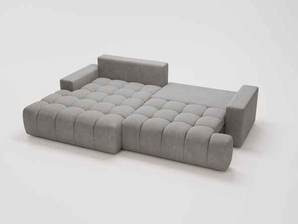 Ecksofa L-Form mit Schlaffunktion und Bettkasten Havi Links Grau