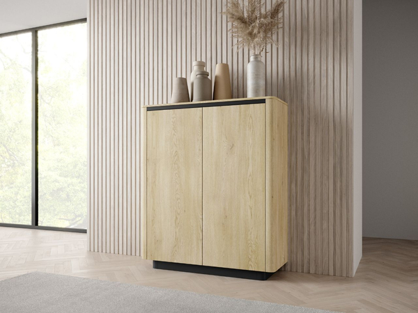 Wohnzimmer-Set Fascino Eiche Cremona, Schwarz