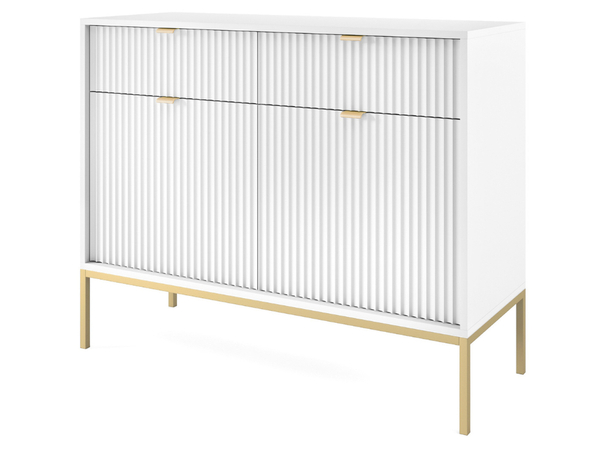 Kommode mit Türen und Schubladen Amber Weiß, Gold Frame