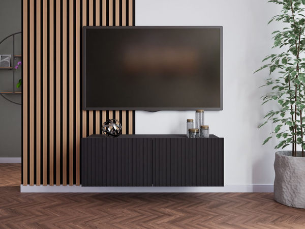 TV-Lowboard mit Türen 100 cm Kioto Schwarz matt