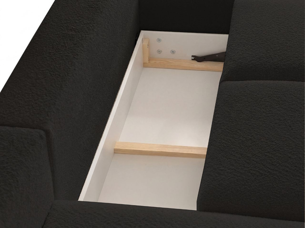 Ecksofa L-Form mit Schlaffunktion und Bettkasten Avelin Rechts Schwarz