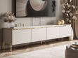 TV-Lowboard im Glamour-Stil mit LED-Beleuchtung Celle, Kaschmir matt