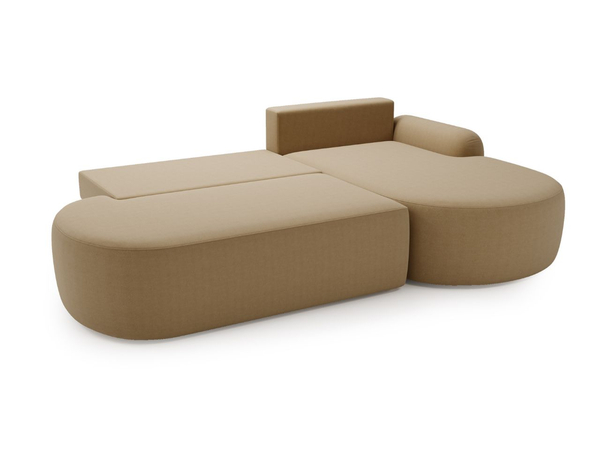 Ecksofa L-Form Rechts mit Schlaffunktion und Bettkasten Aurio O Hellbraun