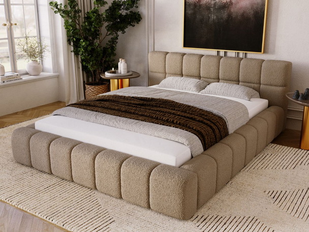 Polsterbett mit Bettkasten und Lattenrost 160x200 Alicante Boucle Braun