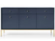 Kommode mit Türen sowie Schubladen mit Golden Metallbeinen 154 cm Amor Marineblau