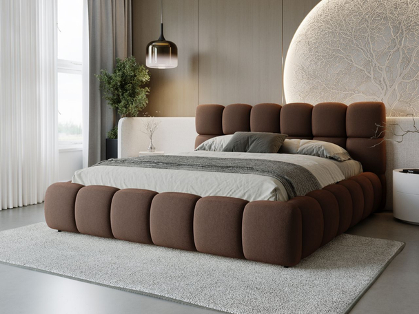 Polsterbett mit Bettkasten und Lattenrost 200x200 Modo Braun