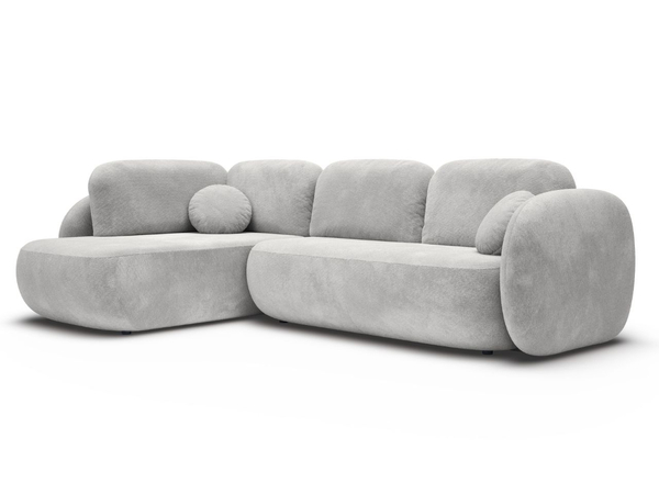 Ecksofa mit Schlaffunktion und Bettkasten Links Carino Hellgrau