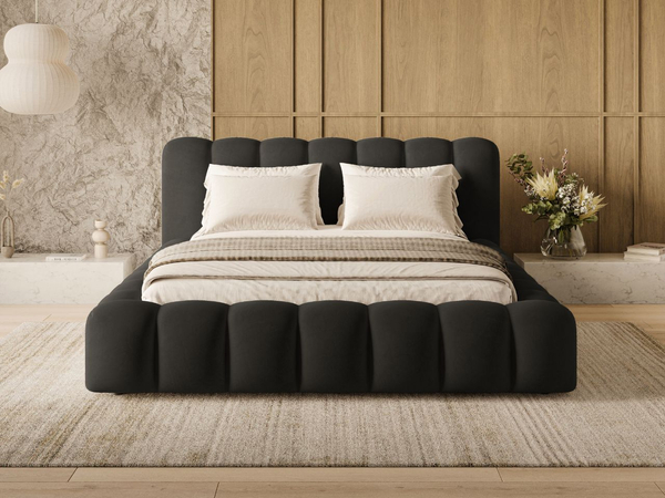 Polsterbett mit Bettkasten und Lattenrost 140x200 Averia Schwarz