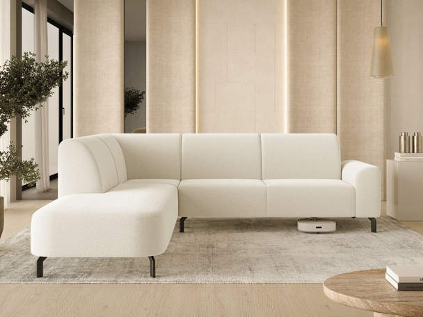 Ecksofa L-Form Links Regento Bouclé-Stoff Hellbeige