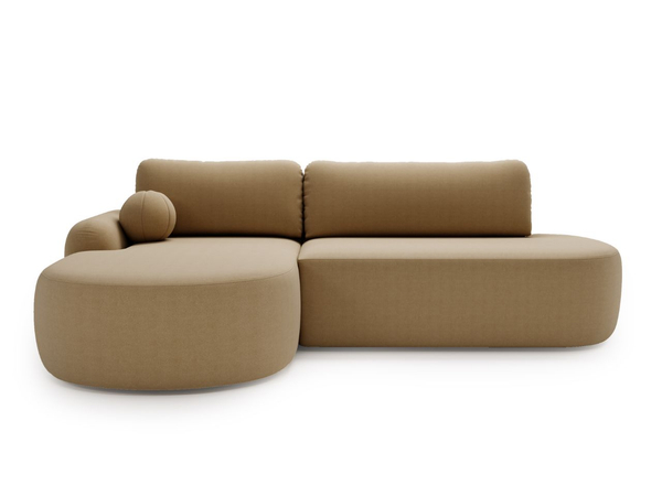 Ecksofa L-Form Links mit Schlaffunktion und Bettkasten Aurio O Hellbraun
