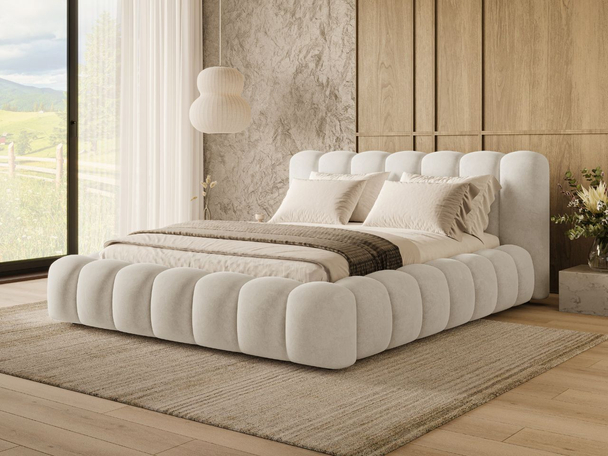 Polsterbett mit Bettkasten und Lattenrost 160x200 Averia Beige
