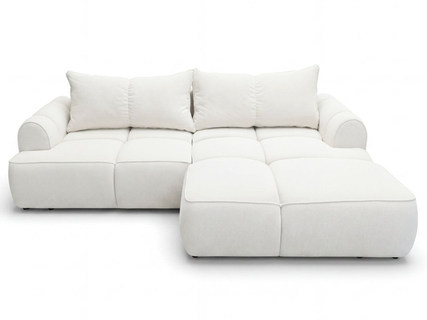 Ecksofa L-Form Rechts mit Schlaffunktion und Bettkasten Bonno Creme