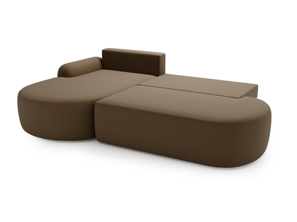 Ecksofa L-Form Links mit Schlaffunktion und Bettkasten Aurio O Braun