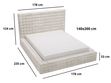 Polsterbett mit Bettkasten und Lattenrost 140x200 Barbados Creme
