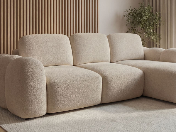 Ecksofa L-Form mit Schlaffunktion und Bettkasten Avelin Rechts Beige