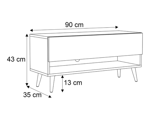 TV-Schrank 90 cm mit LED-Beleuchtung und goldenen Beinen Aurelie Kaschmir Hochglanz