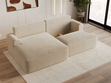 Ecksofa L-Form mit Schlaffunktion und Bettkasten Serene Links Beige