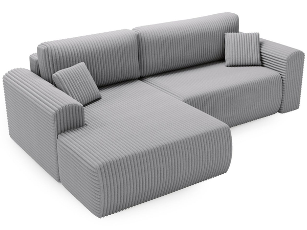 Ecksofa mit Schlaffunktion und Bettkasten Belvio links Hellgrau