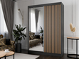 Schiebetürenschrank mit Spiegel und Lamellen 150 cm Loreto Schwarz