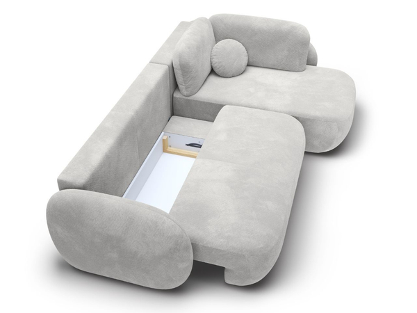 Ecksofa mit Schlaffunktion und Bettkasten Rechts Carino Hellgrau