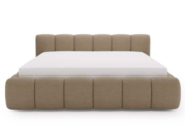 Polsterbett mit Bettkasten und Lattenrost 200x200 Cloud Low Bouclé-Stoff Braun