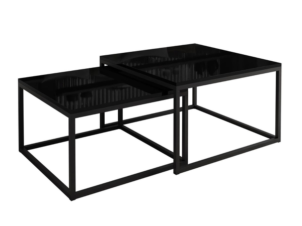 Couchtisch auf schwarzem Gestell Asumi Schwarz Hochglanz 36x42
