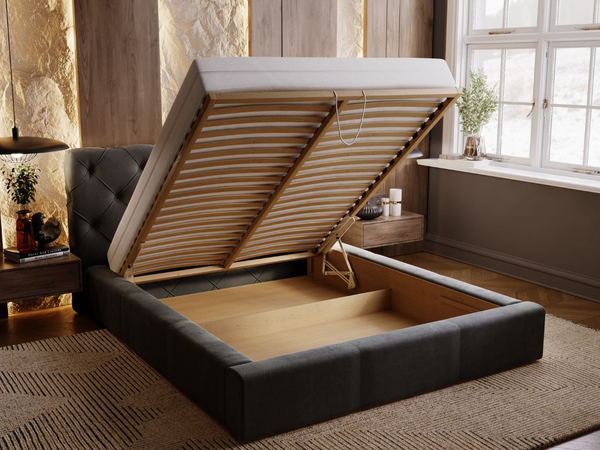 Polsterbett mit Bettkasten und Lattenrost 180x200 Milano Anthrazit