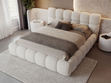 Polsterbett mit Bettkasten und Lattenrost 180x200 Modo aus Bouclé-Stoff Beige
