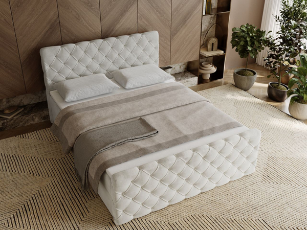 Boxspringbett mit Bettkasten 160x200 Lunaris Creme