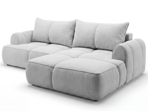 Ecksofa L-Form Rechts mit Schlaffunktion und Bettkasten Bonno Grau