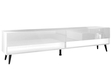 TV-Schrank für das Wohnzimmer 180 cm mit schwarzen Beinen und LED-Beleuchtung Aurelie Weiß Hochglanz