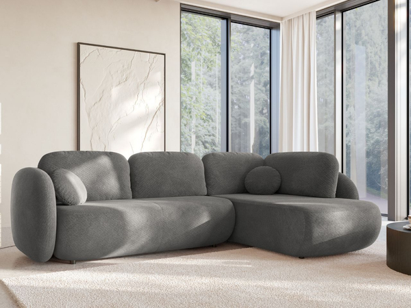 Ecksofa mit Schlaffunktion und Bettkasten Rechts Carino Grau