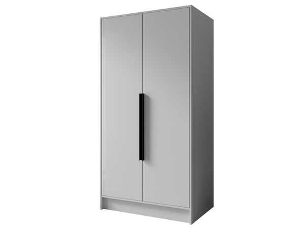 Kleiderschrank 100 cm Perugia Weiß mit schwarzen Griffen
