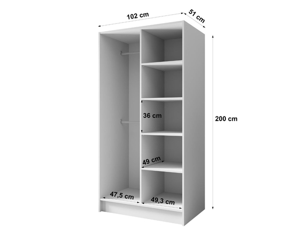 Kleiderschrank mit Spiegel 100 cm Lucca Kaschmir mit goldenen Griffen