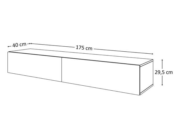 Hängendes TV-Lowboard mit zwei Türen 175 cm mit LED-Beleuchtung Sorelle Schwarz Matt