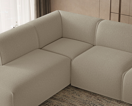 Ecksofa L-Form Links Eluno Bouclé-Stoff Beige