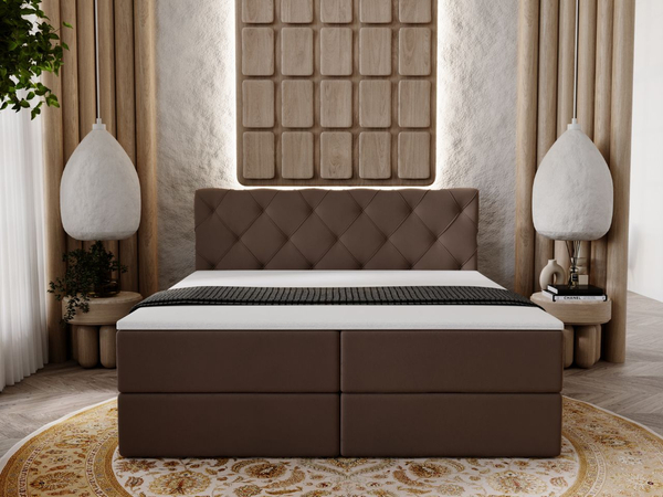 Boxspringbett mit Bettkasten 200x200 Napoli Braun
