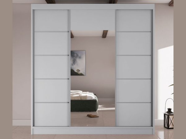 Schiebetürenschrank mit Spiegel 200 cm Maia Weiß