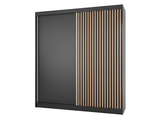 Schiebetürenschrank mit Lamellen 200 cm Loreto Schwarz