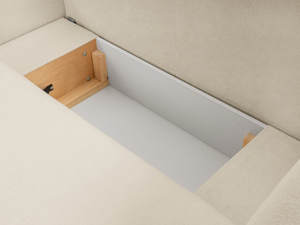 Ecksofa L-Form Rechts mit Schlaffunktion und Bettkasten Oreo Beige