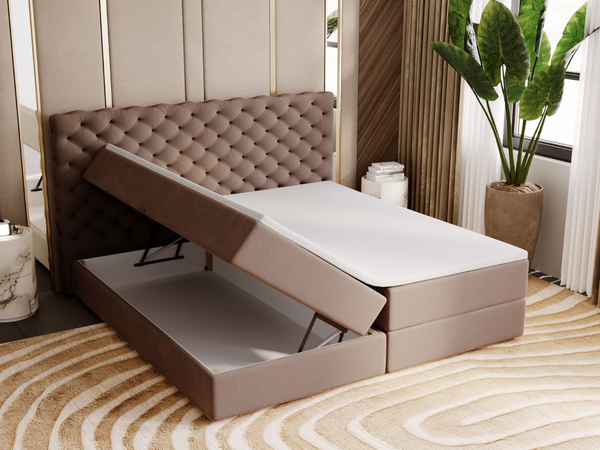 Boxspringbett mit Bettkasten 140x200 Bergamo Braun