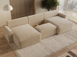 Wohnlandschaft mit Schlaffunktion und Bettkasten Aurora Beige