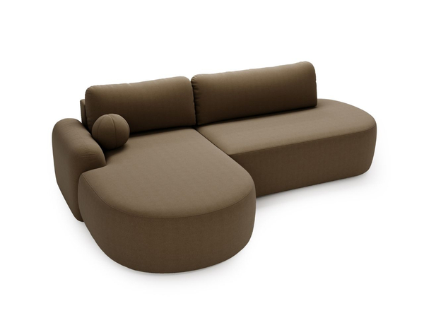 Ecksofa L-Form Links mit Schlaffunktion und Bettkasten Aurio O Braun